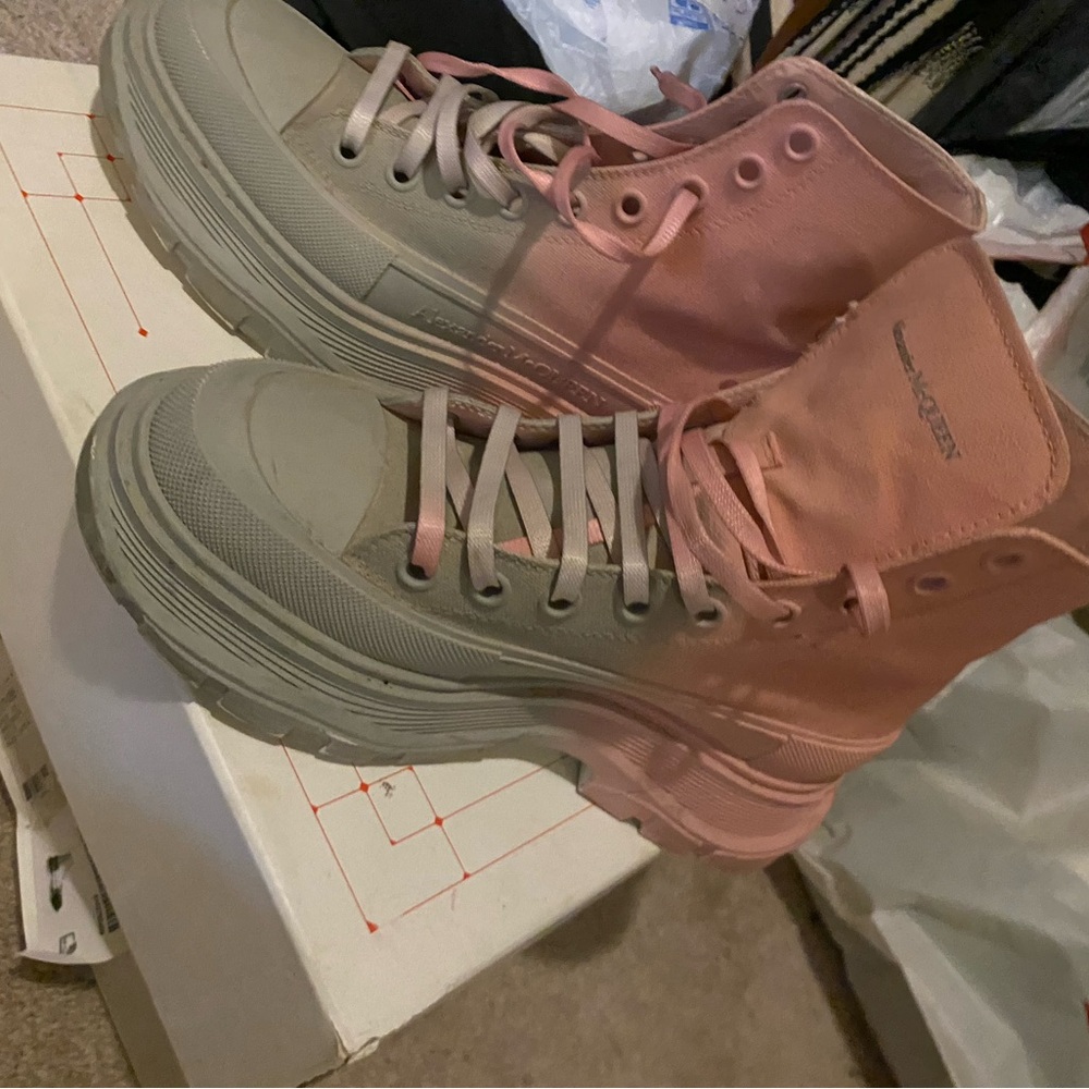 Alexander McQueen Two-Tone Sneakers in Pink and Grey